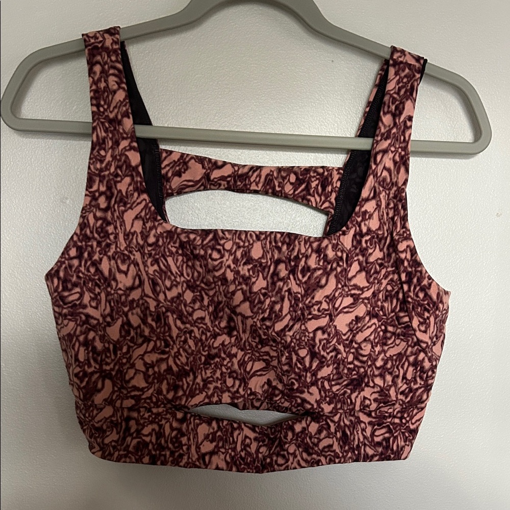 Core 10 Pink and Purple Patterned Cut Out Crop Top size L